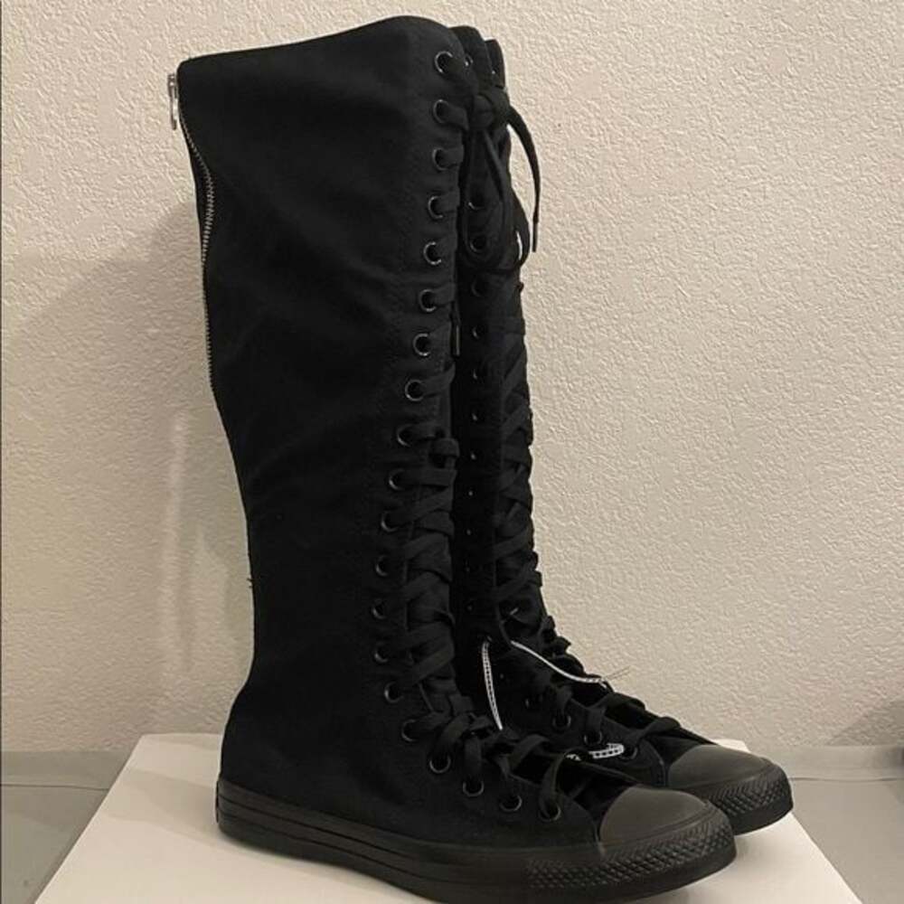 Converse Chuck Taylor All Star XX-Hi Knee High Lace-Up Boots - Black Monochrome